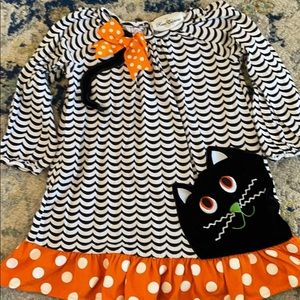 Rare Editions Halloween Dress Cat Chevron Polka 4t